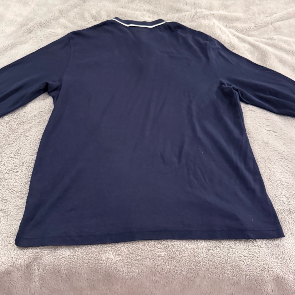 Michael Kors Men’s Navy Long Sleeve Polo Shirt – Classic MK Logo Cotton Top - Picture 4 of 7